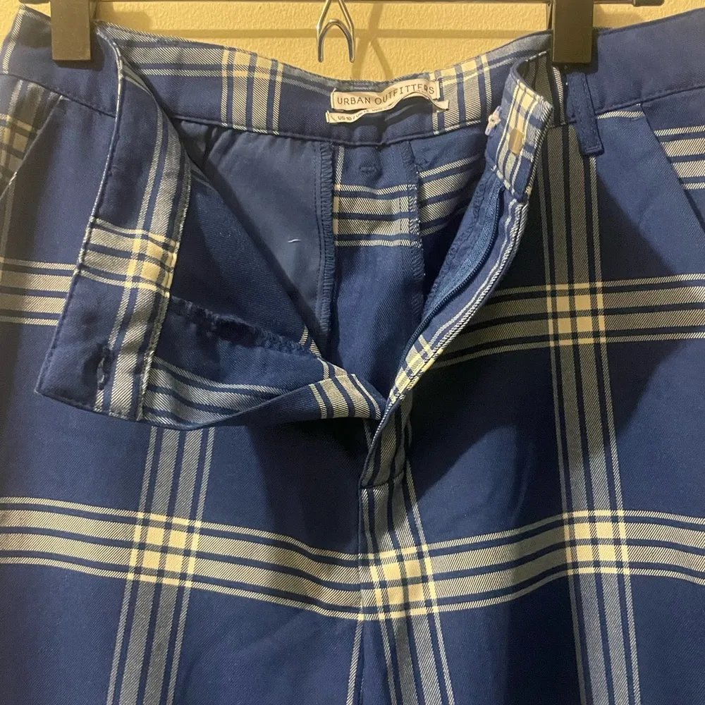 Royal Blue/White Plaid Urban Outfitters Flat Front Zip Slacks/Trousers - Image 3