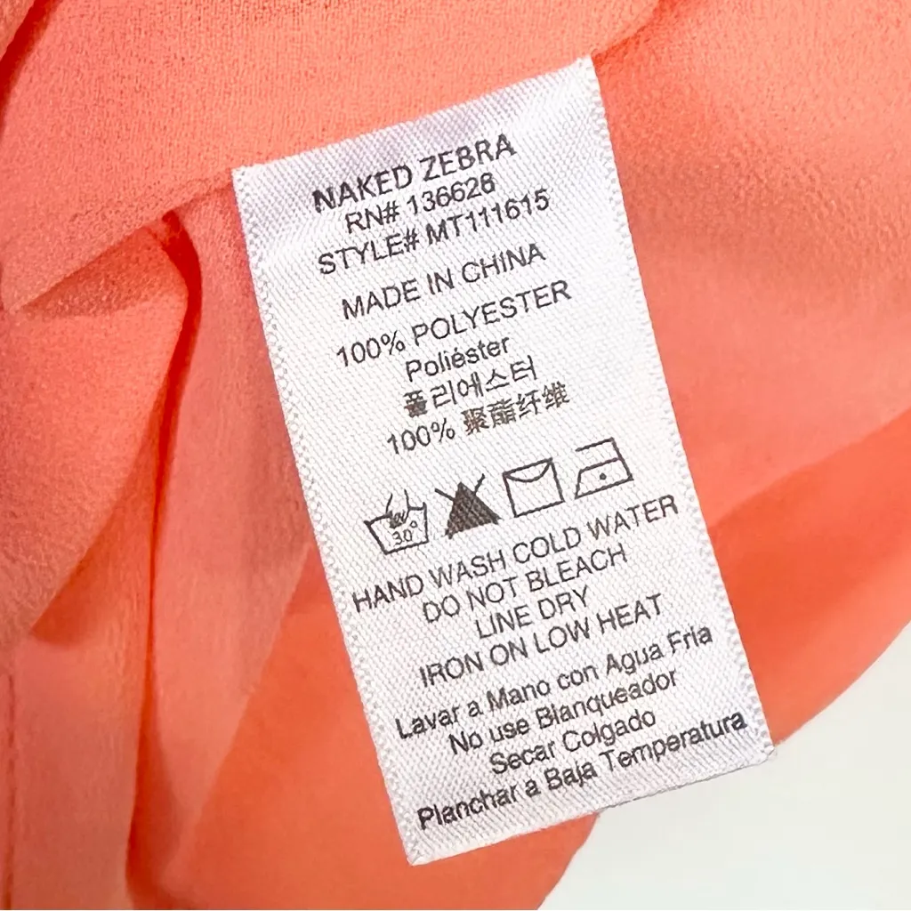 Naked Zebra  Peach Ruffle Sleeveless Blouse - Size: Medium - Image 3