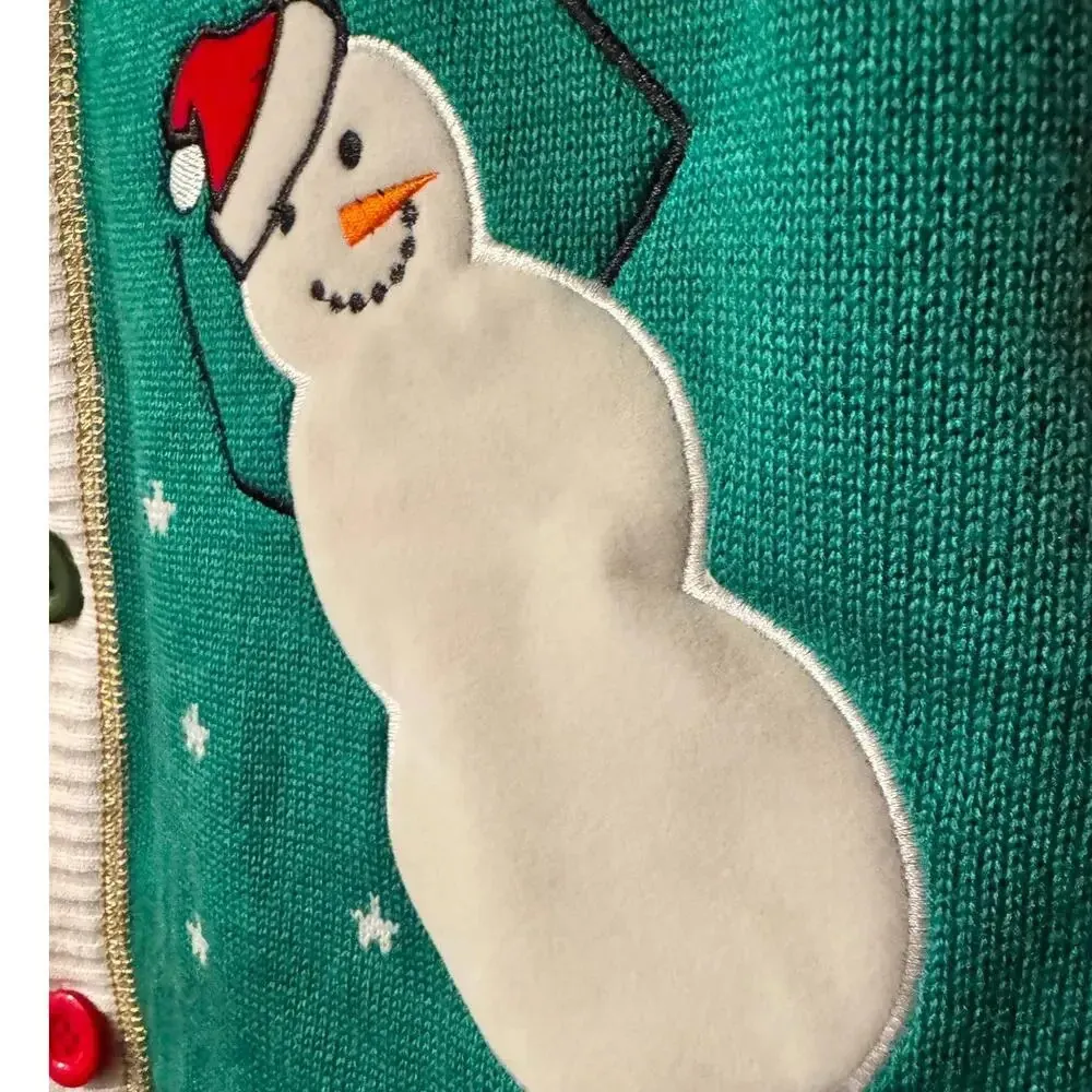 Tipsy Elves 2X 100% Cotton Snowman plaid cardigan Christmas Holiday heavy wgt - Image 5