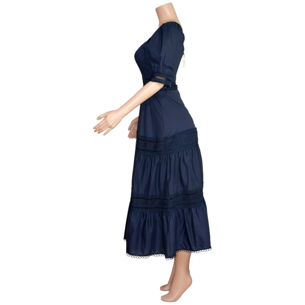 PEIXOTO Isabella Cotton-Poplin Midi Dress, Navy, XS - Image 7