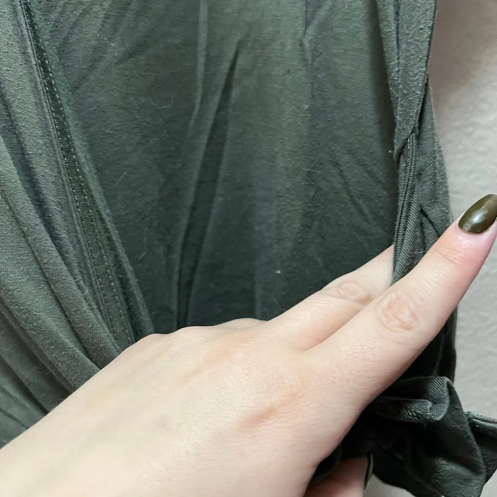 A New Day Olive Green Soft Short Sleeve V-Neck Faux Wrap Tie T-Shirt Size Small - Image 5