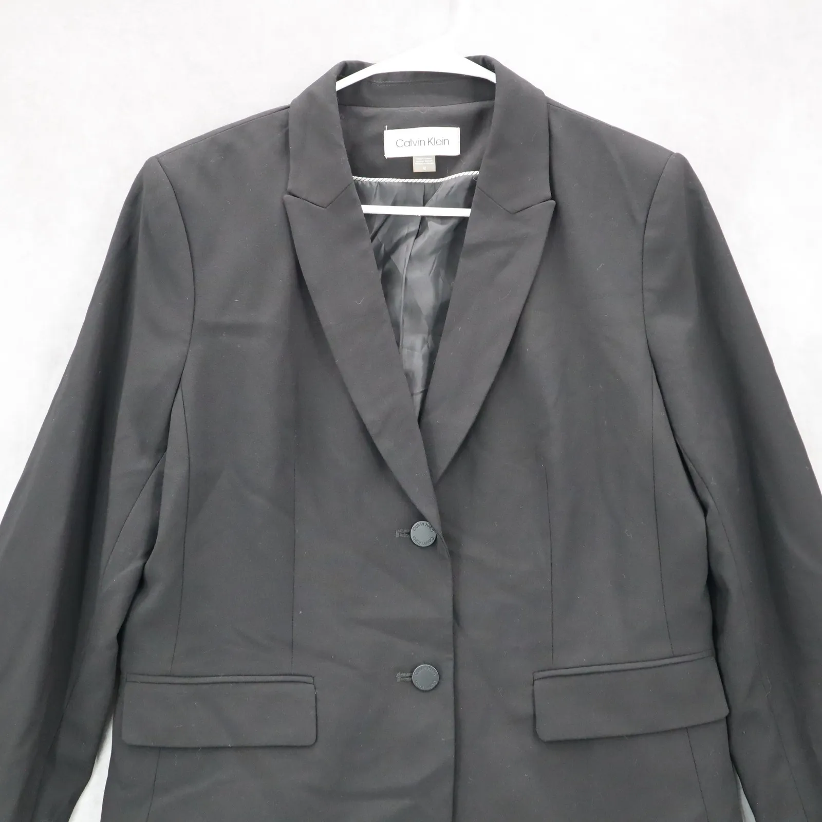 Calvin Klein Black Fish Mouth Formal Preppy Cocktail Coat Jacket Blazer 10 - Image 4