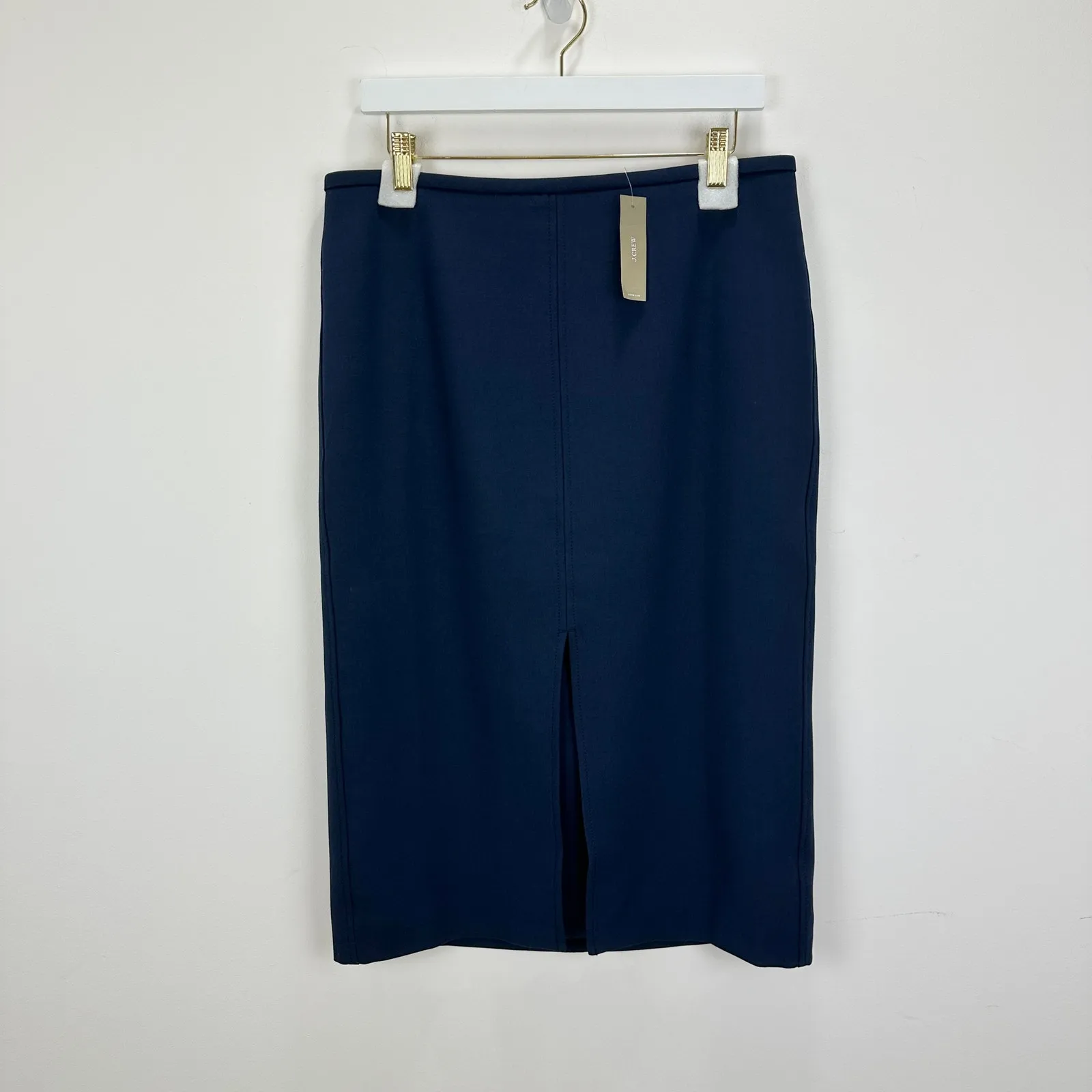 J.Crew Pencil Midi Skirt Four Season Stretch Navy Minimalist Classic US 12 NWT - Image 4