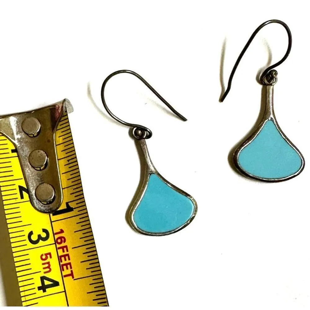 Sterling silver turquoise drop earrings Blue - Image 8
