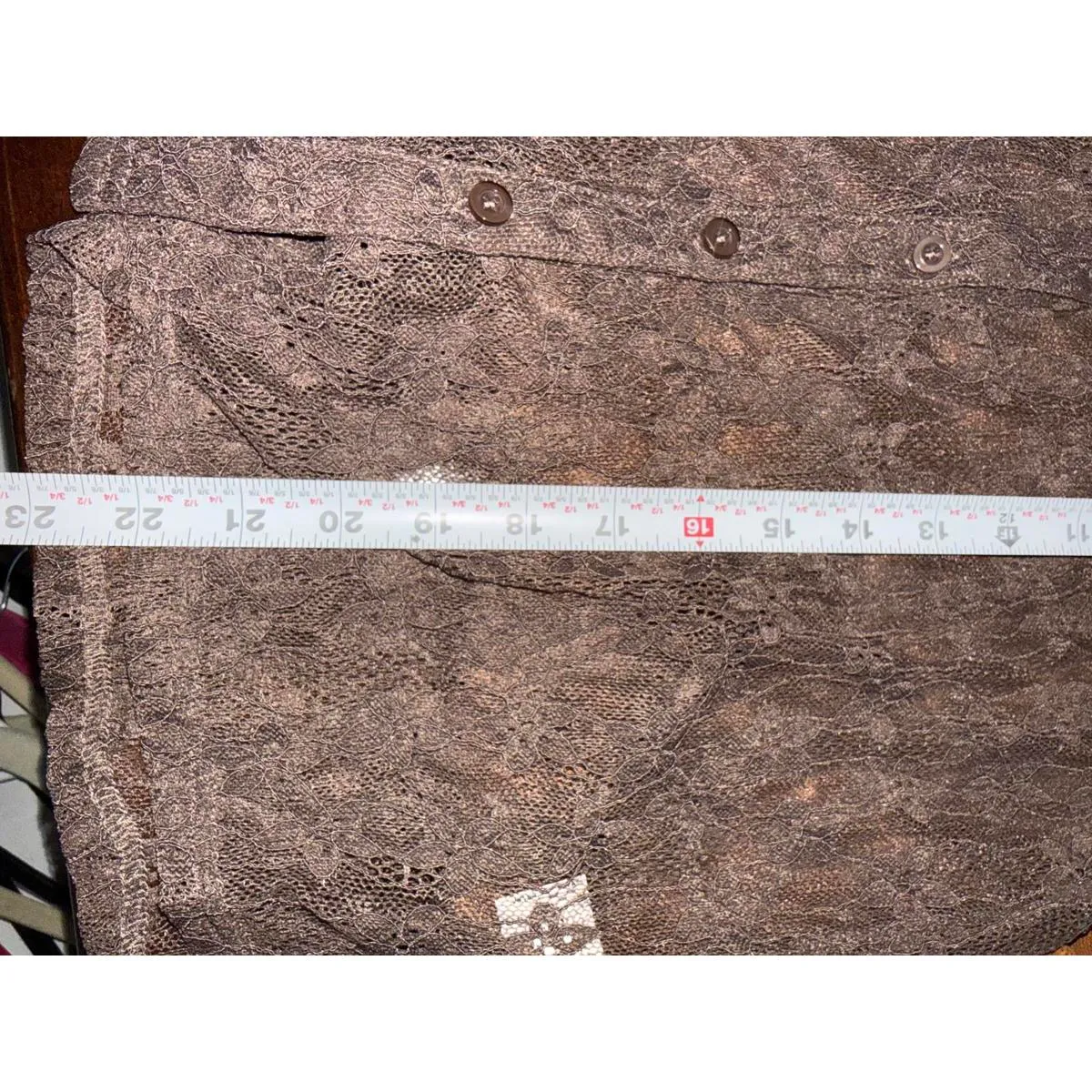 Amber Skies Brown Lace Long Sleeve Blouse Size Small - Image 7