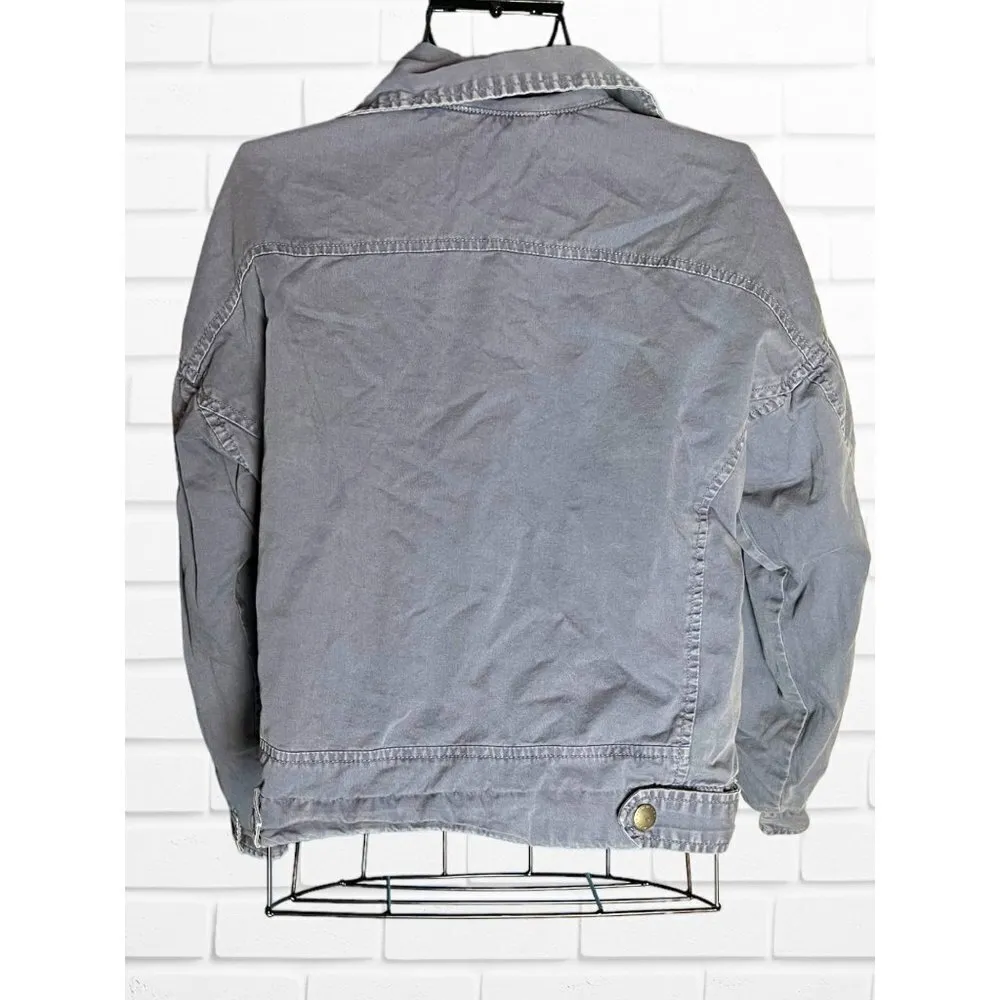 American‎ Eagle Women's Size S Blue Purple Bomber Jacket Asymmetrical Zipper - Image 4