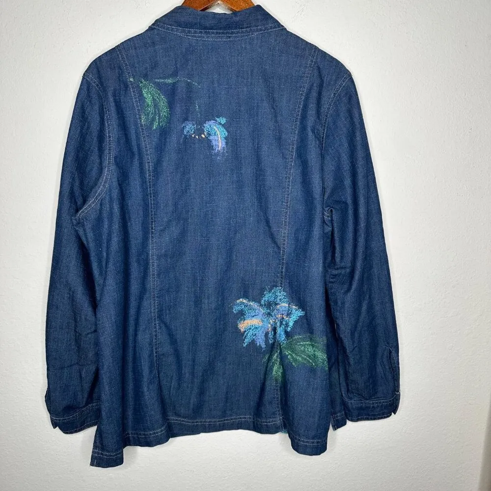 Napa Valley Floral Denim‎ Jacket Sz 1X Blue - Image 8