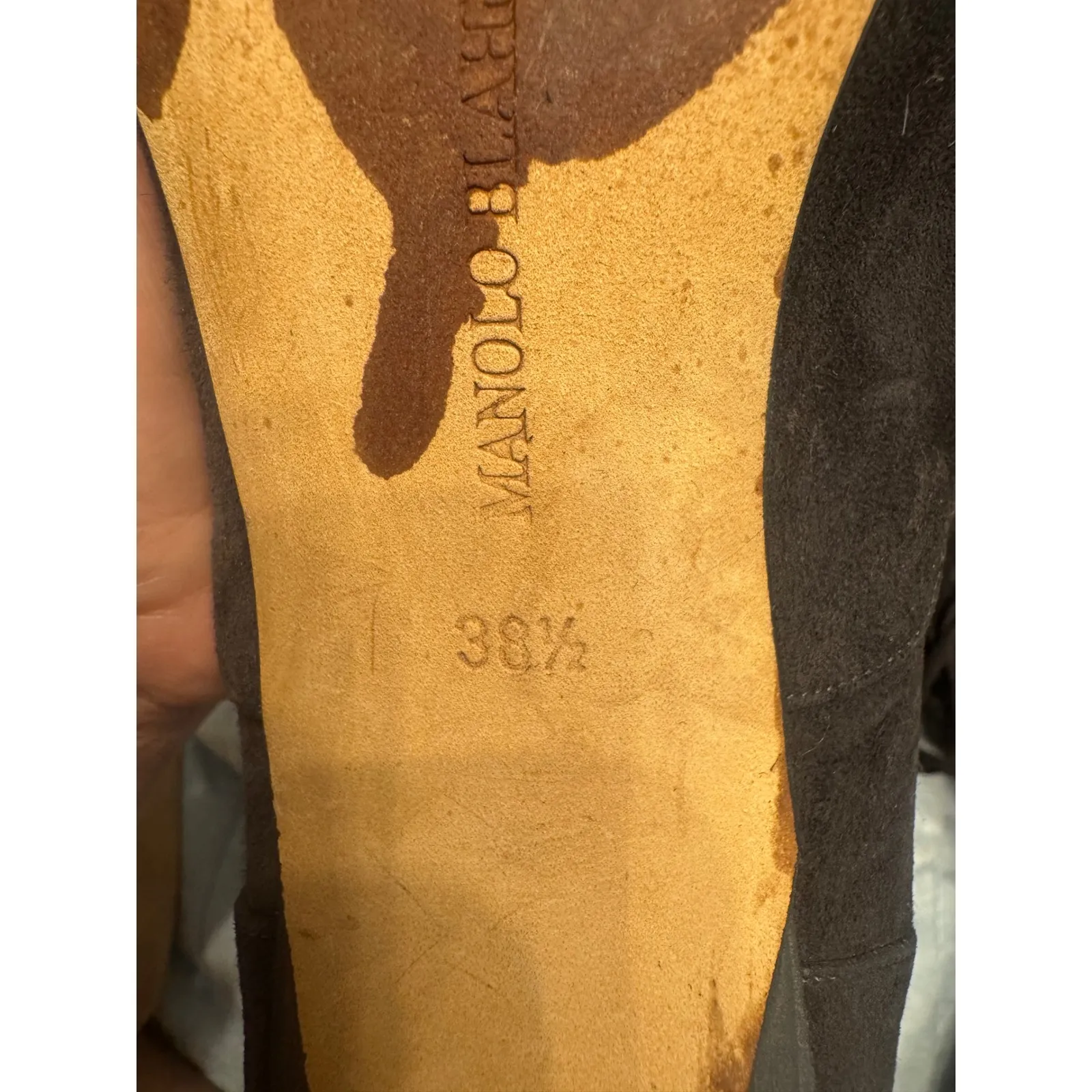 Manolo Blahnik Black Suede Lace-Up Oxford Heels | Size 38.5 (US 8) - Image 3