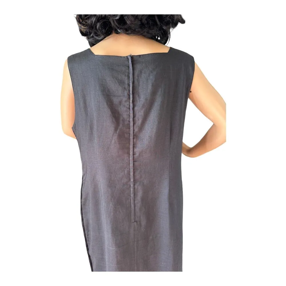 Vintage Cali Cali black Linen Crochet Sleeveless Maxi Dress button size 14 P - Image 10