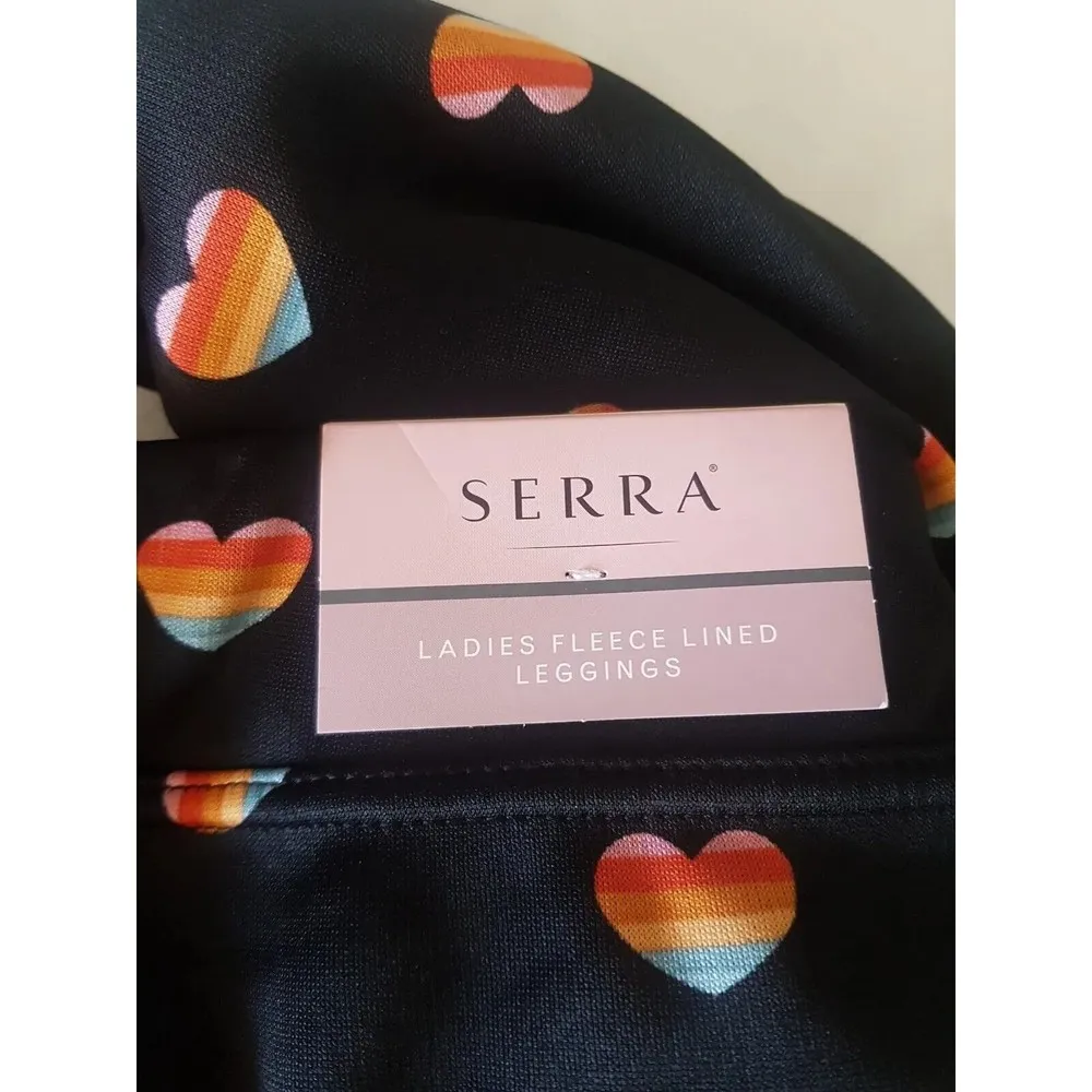 Serra Leggings Size Small Ladies Fleece Lined Heart Design Black Soft High Waist - Image 8