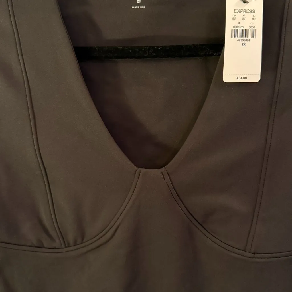 Express NWT Body Contour Seamed Bust Black High Compression Bodysuit XS - Image 7