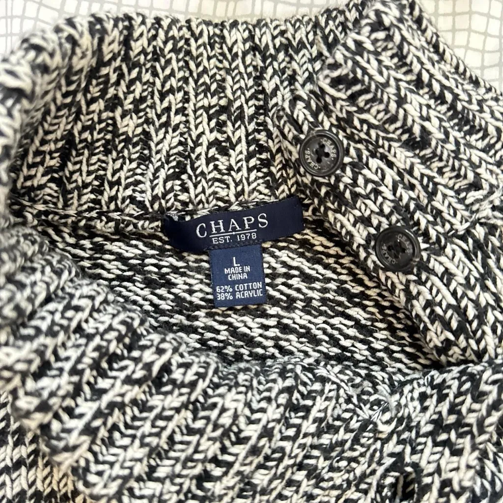 CHAPS  Marled Knit Button Neck Sweater - Size L - Image 7