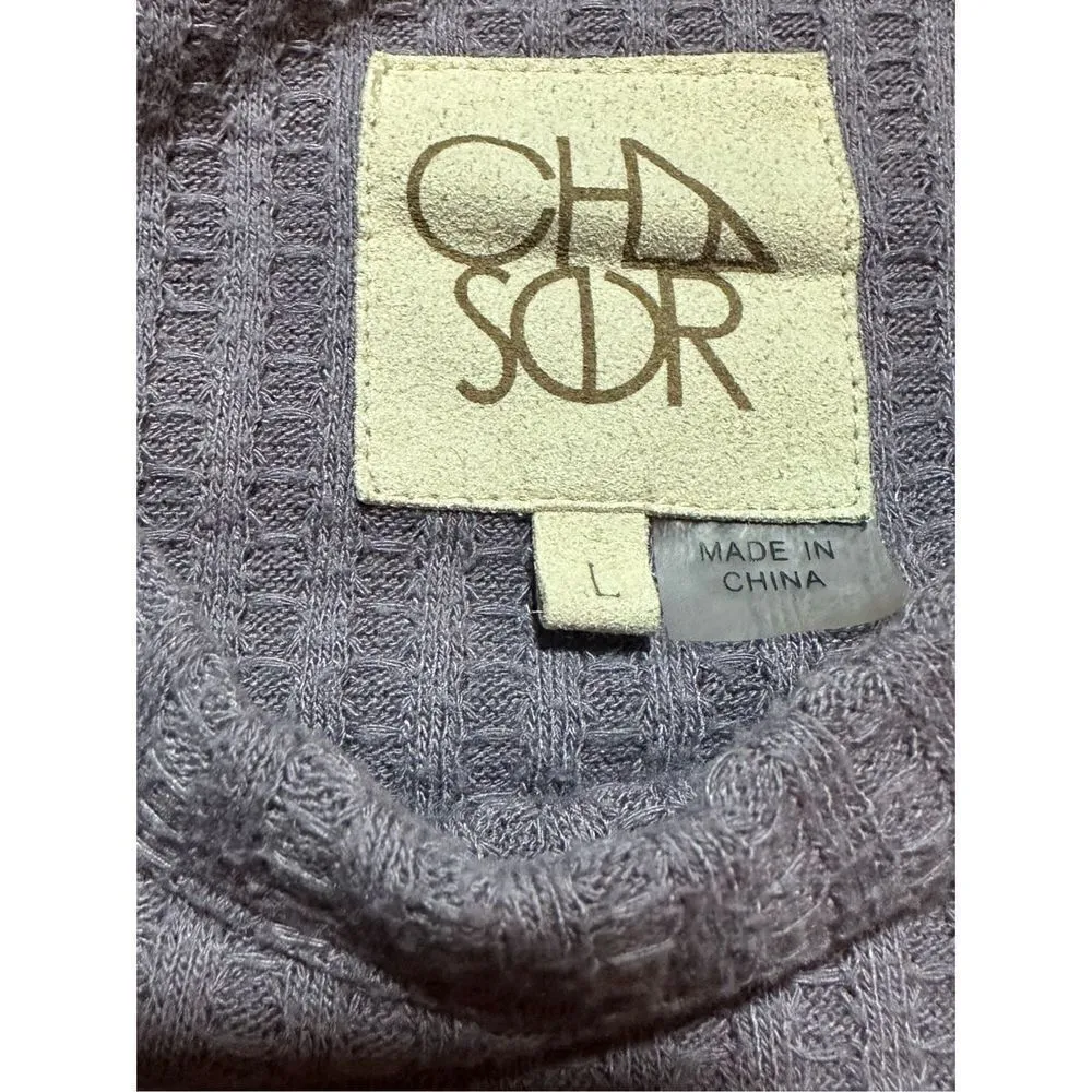 Chaser Lilac Purple Waffle Knit Thermal Button Cuff Long Sleeve sz large - Image 3