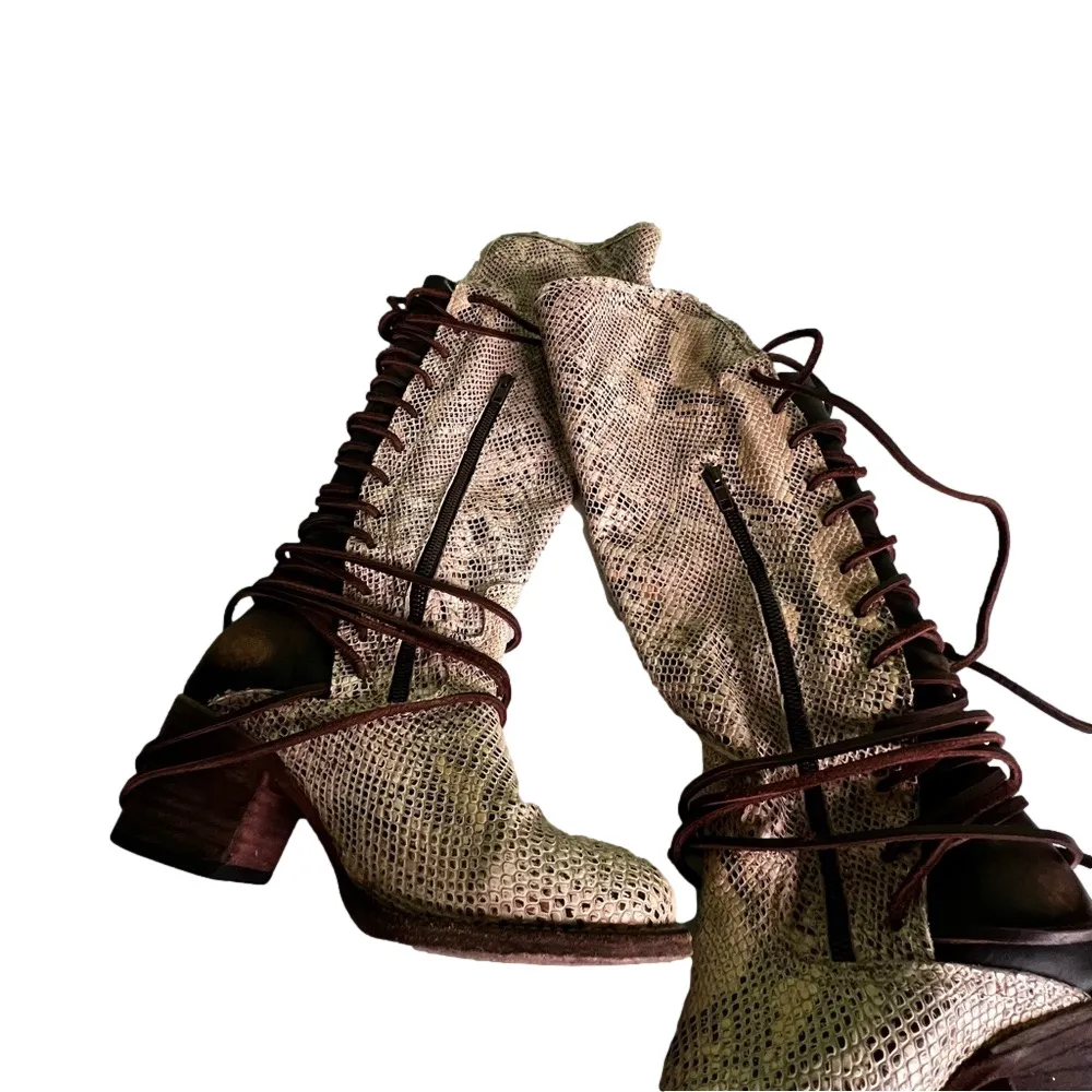 Freebird by Steven Coal Distressed Snake Print Leather Boot Size 8 #260108 - Image 8