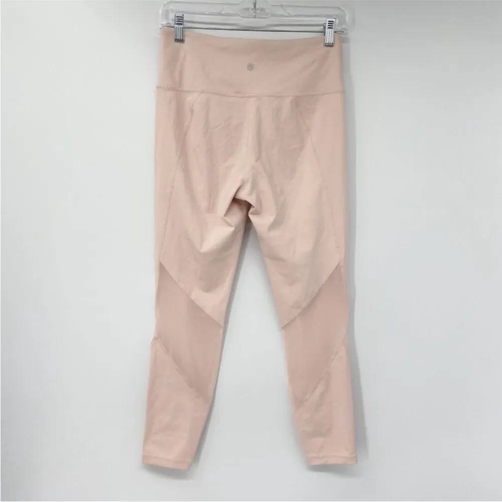 Athleta Eclipse 7/8 Tights Mesh Leggings Size Medium Pink Ballerina Gown - Image 6
