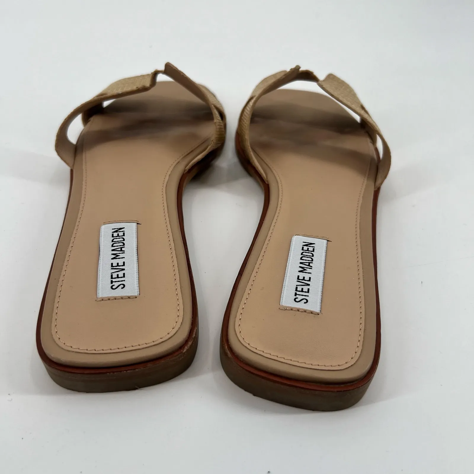 STEVE MADDEN HADYN Sandals Raffia slip on tan beige summer neutral size 11 - Image 7