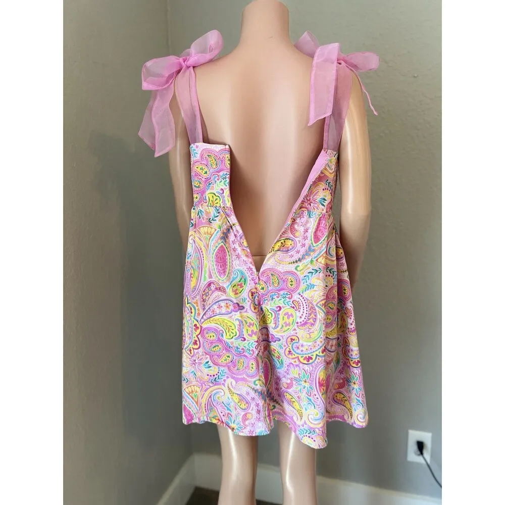 Day + Moon COLORFUL PAISLEY Baby Doll SUMMER SPRING ROMANTIC Dress SZ LARGE #49 Pink - Image 5