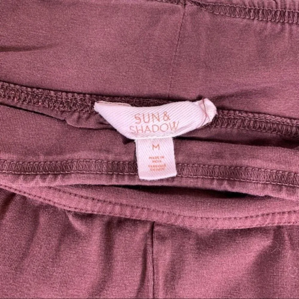 Sun Shadow Burgundy Leggings Moto Style T shirt Size Medium - Image 5