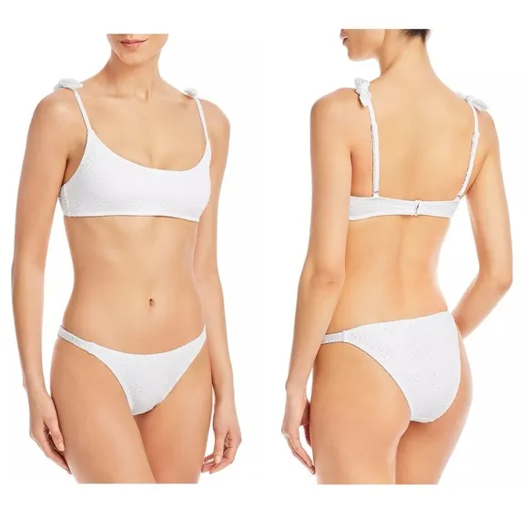 NWT AQUA Swim Eyelet Bikini Bottoms, White Size XL New w/Tag Retail $48 - Image 2