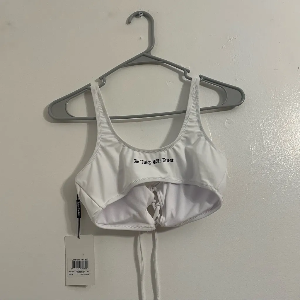 NWT Juicy Couture Erika Lattice Bikini Top | Size: Small | Color: White - Image 4