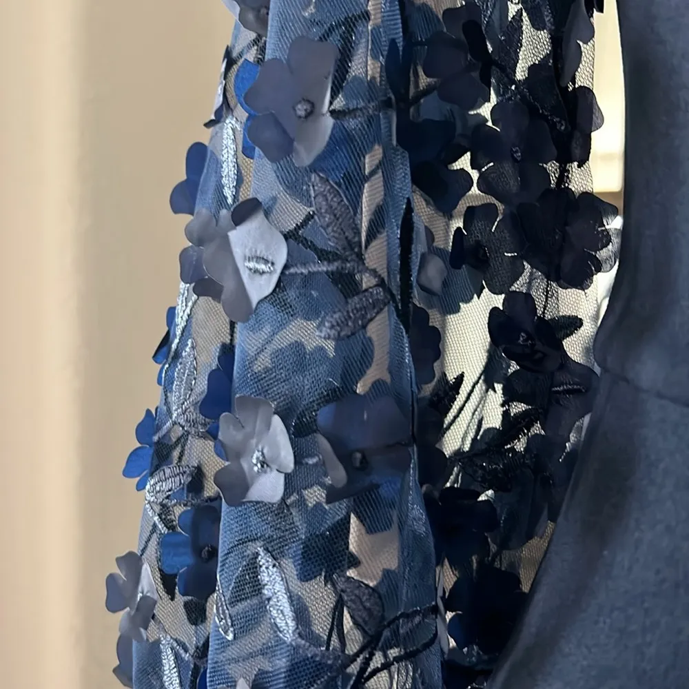 Eliza J. Off-the-Shoulder Mesh-Sleeve Gown in Navy, Size 4, New w/Tag - Image 10