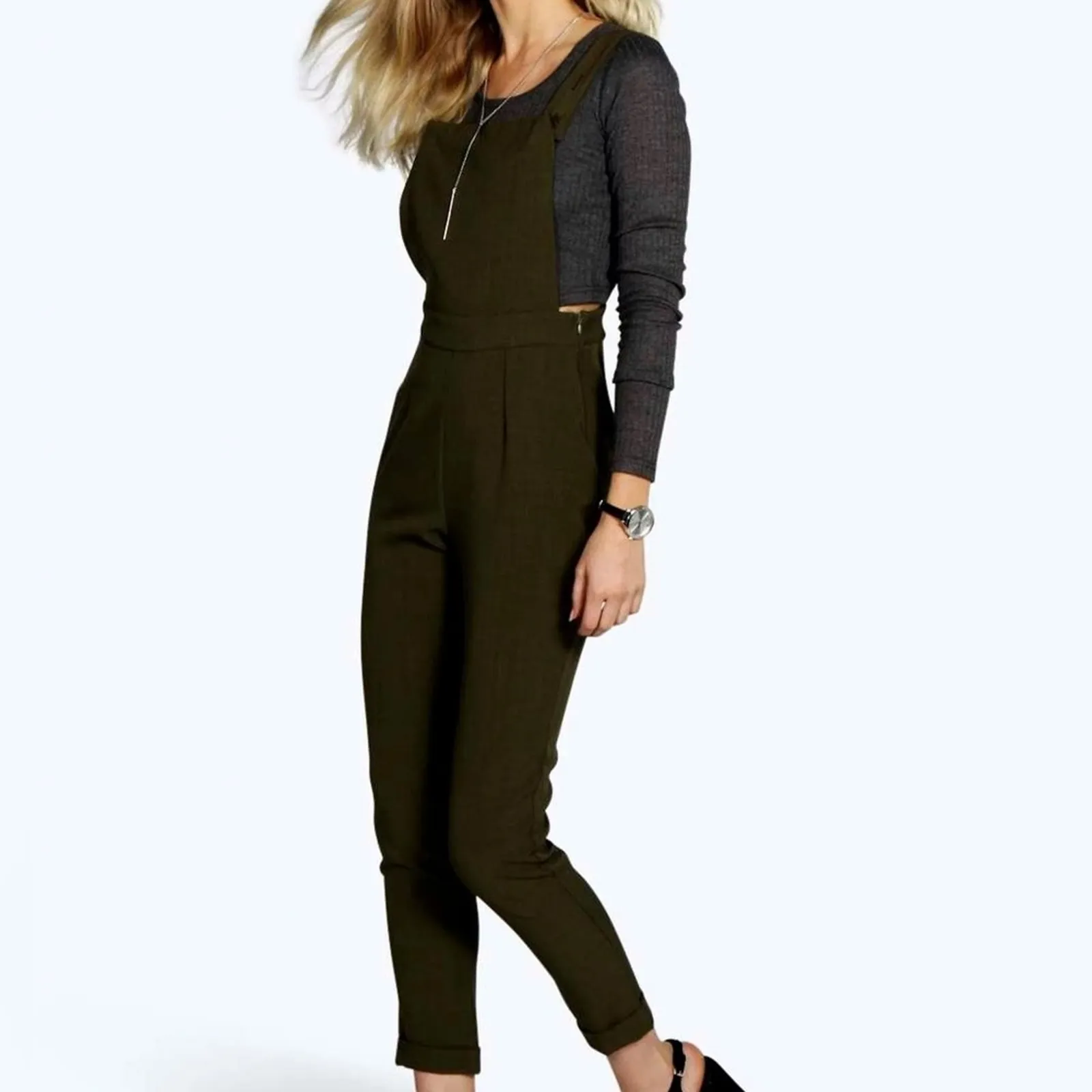 Boohoo black overalls jumpsuit - size 10 - Image 2