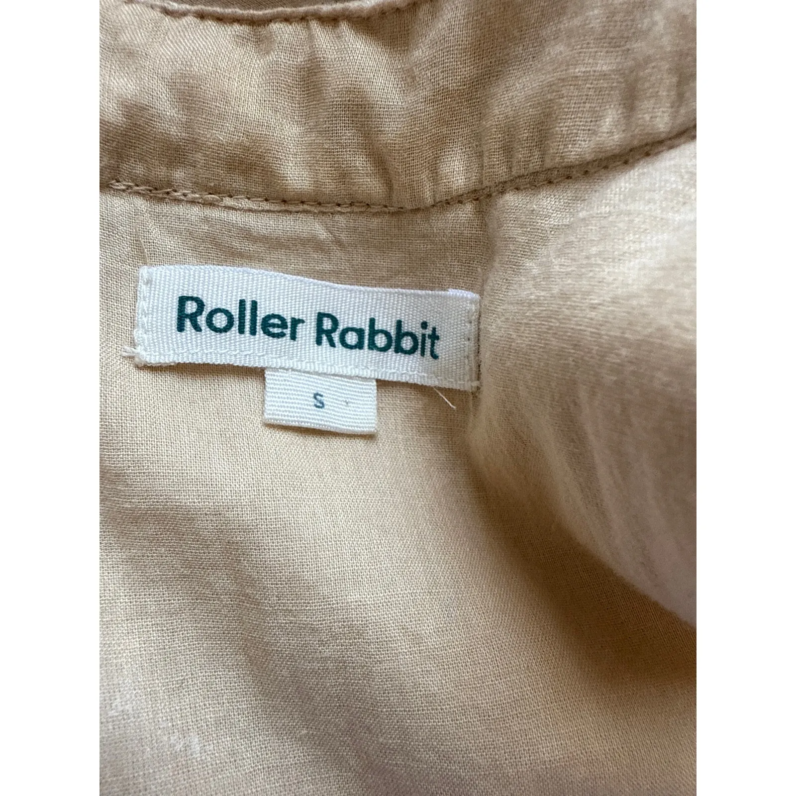 Roller Rabbit Indera Naema Embroidered Dress in Tan & White Size Small - Image 7