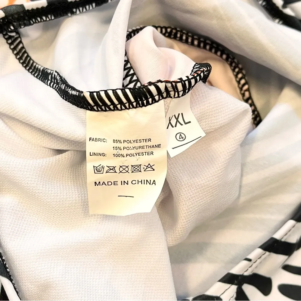 One Piece Rash Gaurd Swimsuit Springsuit Floral Zebra Long Sleeve 2X XXL XL New Orange - Image 5