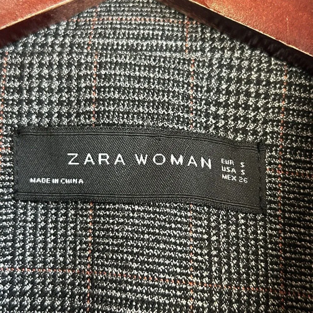 Zara Woman Plaid Blazer Jacket Double Breasted Size Small Relaxed Fit Women's - Image 7