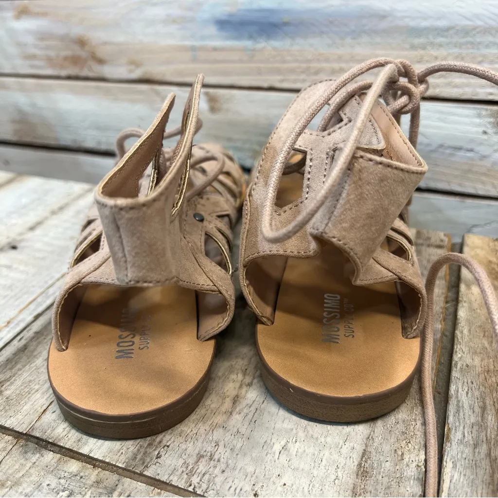 Vintage Mossimo Nadine Ghillie Lace Up Sandals Tan Neutral Boho Y2K Gladiator 7 - Image 9