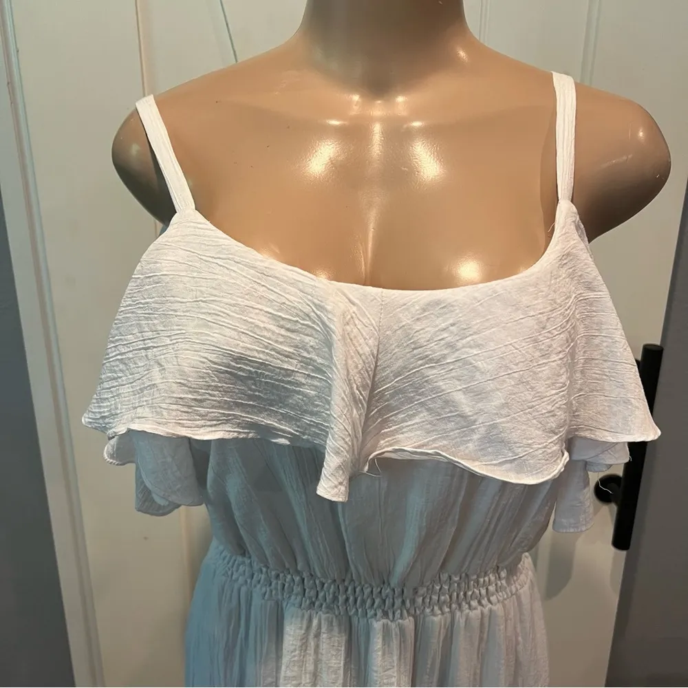 NY Collection M white maxi Dress Beachy size FLAWED - Image 13