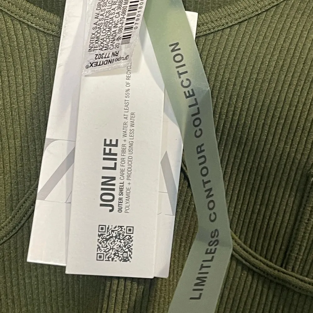 NWT Zara Olive Green Ribbed Corset Style Crop Top Size M/L Stretchy - Image 4