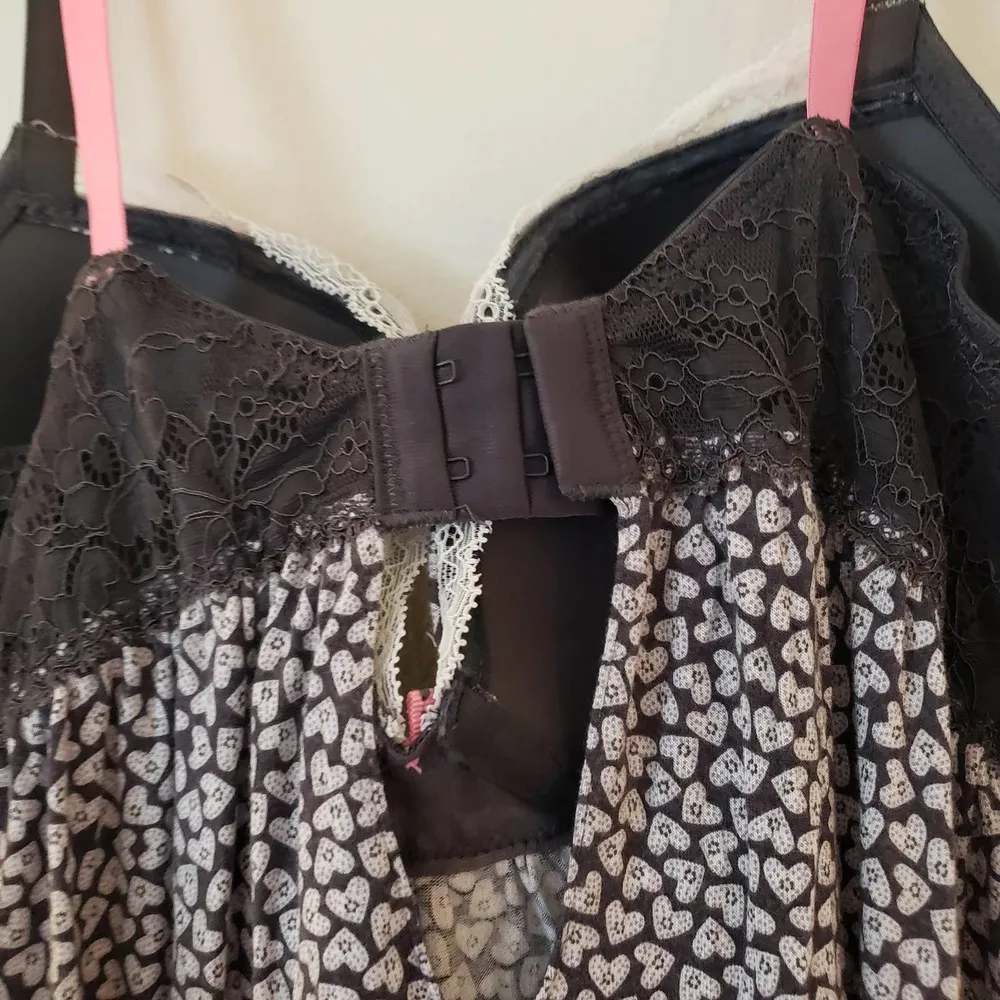 Vera Wang Valentine's Heart Print Underwire Babydoll Lingerie Size L - Image 7