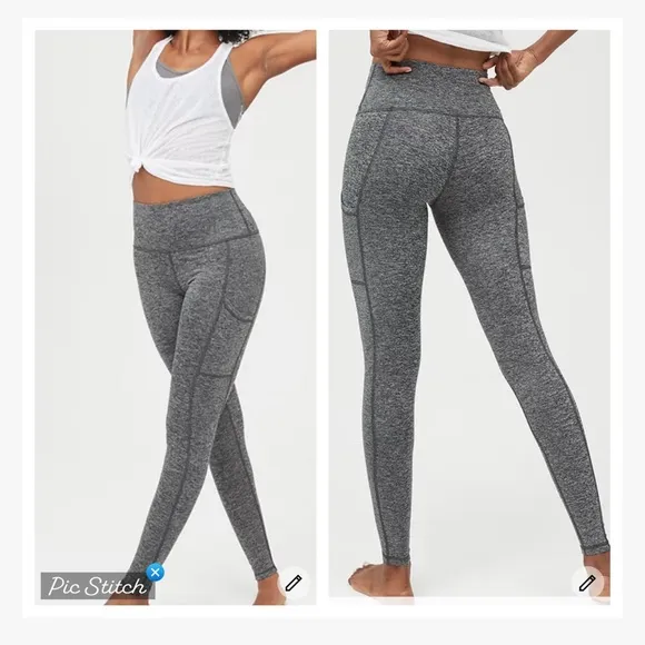 Aeri Feel Cozy Hi Rise Long Leggings Gray Marl - Image 2