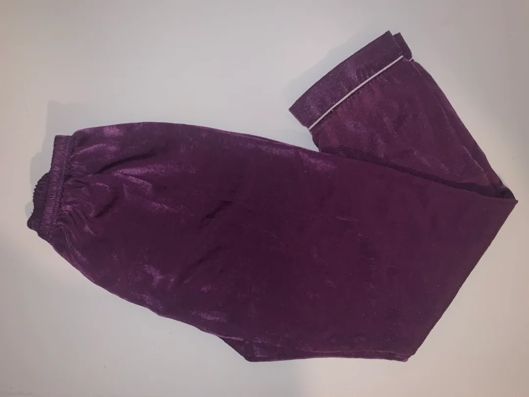 7 Piece Satin Pajama Set Purple Size L - Image 5