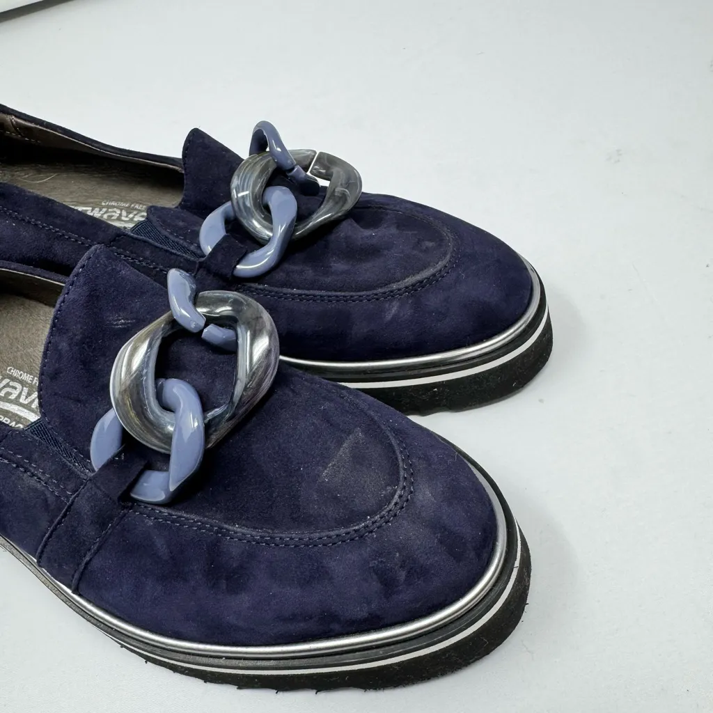 Softwaves Salera Navy Suede leather loafers Arch Support NEW $390 Size 36.5 Blue - Image 3