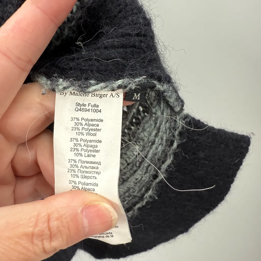 By Malene Birger Alpaca Wool Blend Oversized Striped Sweater Size Medium Black - Image 4