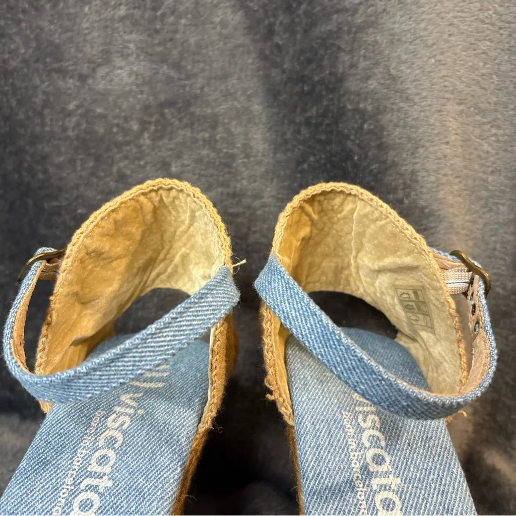 Viscata Barcelona Estartit Canvas Espadrille Wedge Heel Sandals Sz 40 Closed Toe Blue - Image 13