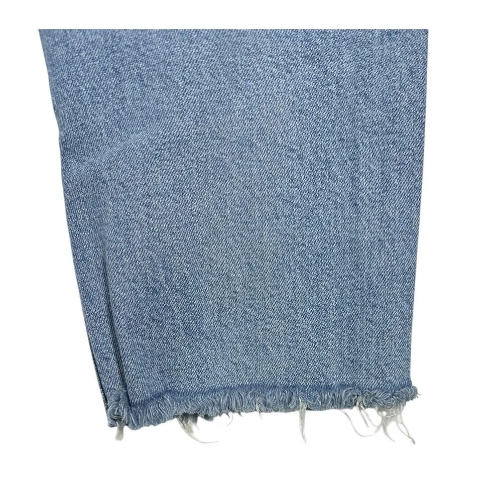 Zara Womens Cropped Jeans Frayed Hem Blue Wash Straight Leg High Rise US 6 EU 38 - Image 10