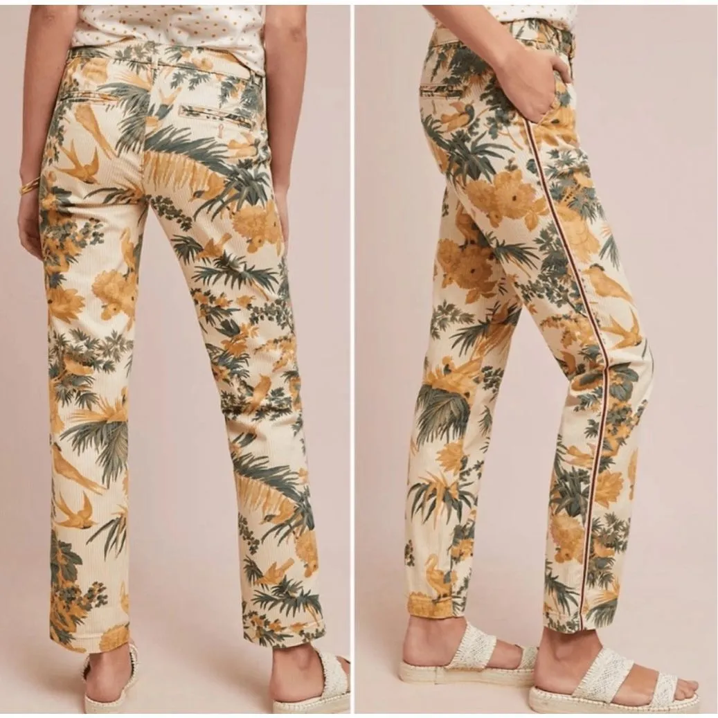 Anthro chino tropical bird leaf size 27 relaxed pants - Image 2