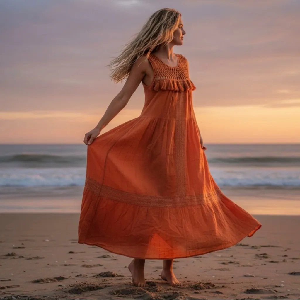 Anthropologie Maeve Bohemian Abilene Maxi Dress Terracotta Rust Resort Medium - Image 2