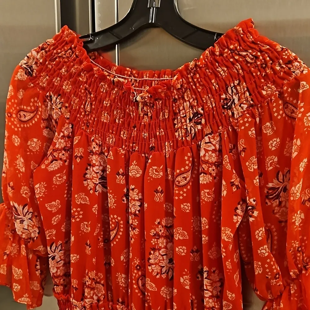 💕MISA LOS ANGELES💕 Darla Paisley Off-The-Shoulder Dress ~ Red Floral XS - Image 11