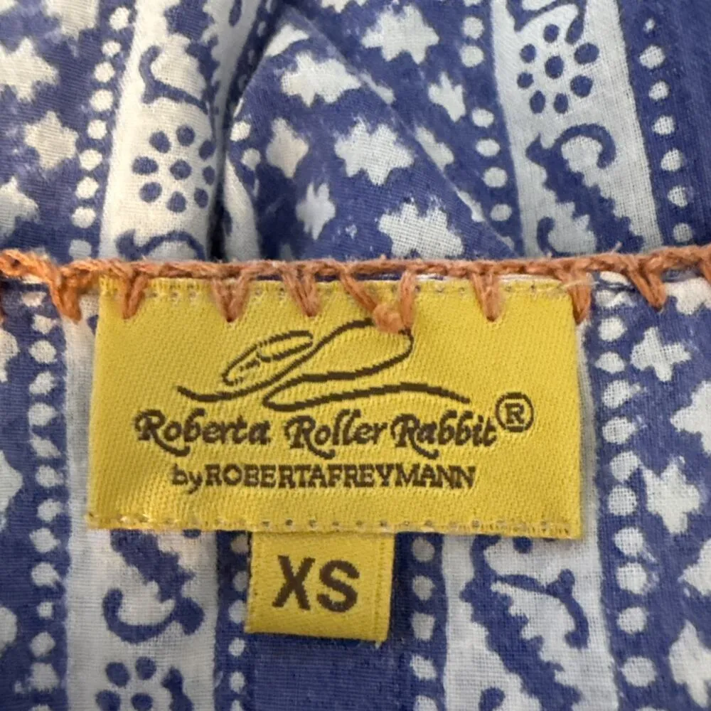 Roberta Roller Rabbit Boho Tunic Mini Dress Size XS Cotton Voile Floral Stripe - Image 7