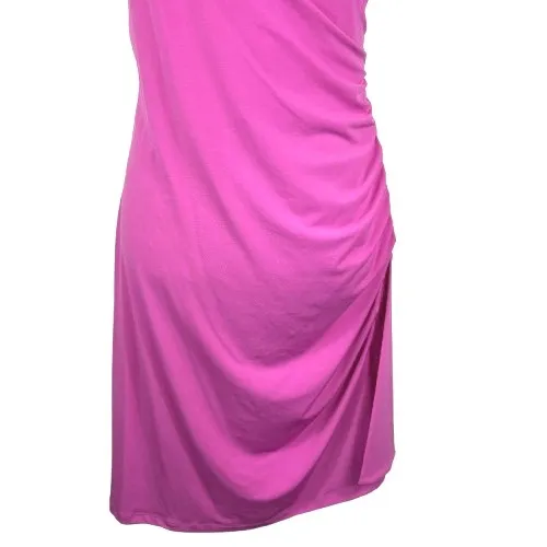Michael Kors Hot Pink Sleeveless Zipper Accent Ruched Sheath‎ Dress Size 8 - Image 3