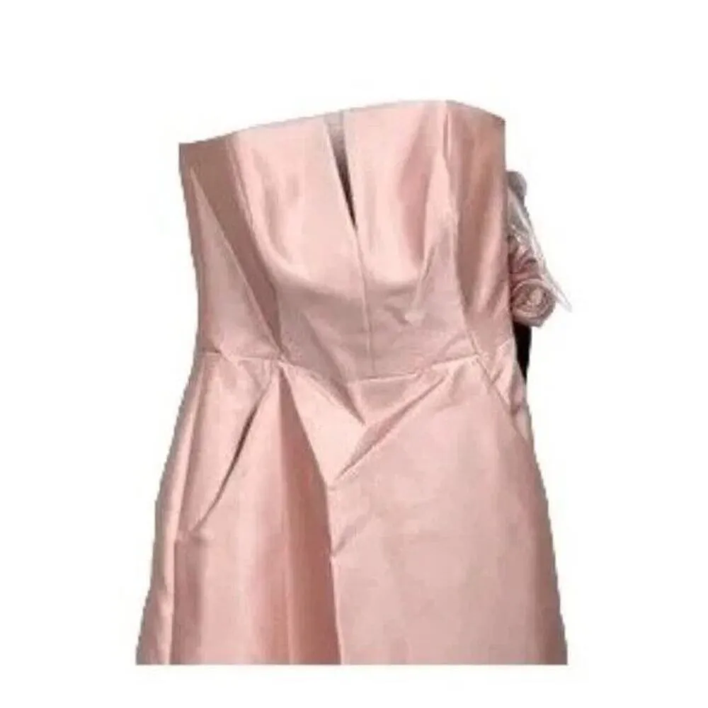 NWT Alfred Sung Strapless Notch Twill Satin Maxi Dress Pockets 6 Toasted Sugar - Image 5