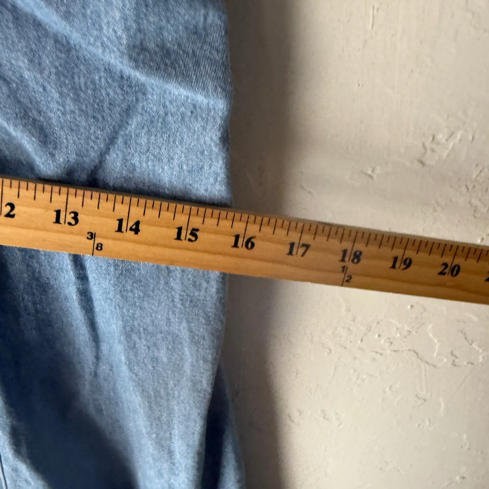 Vintage Western Denim Button Front Midi Dress Short Sleeve Cottage Boho Blue Size M - Image 9