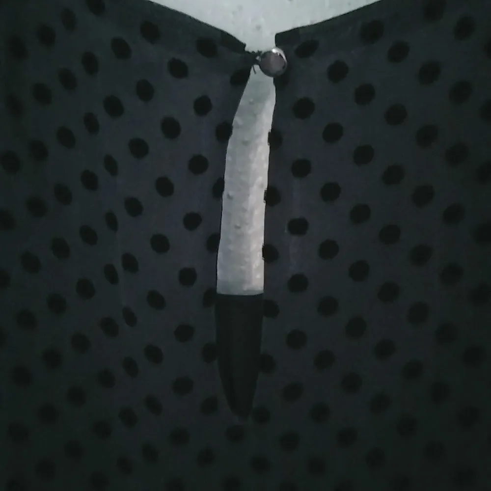 White House Black Market S Swiss Dot Long Sleeved Black Top Funeral - Image 5