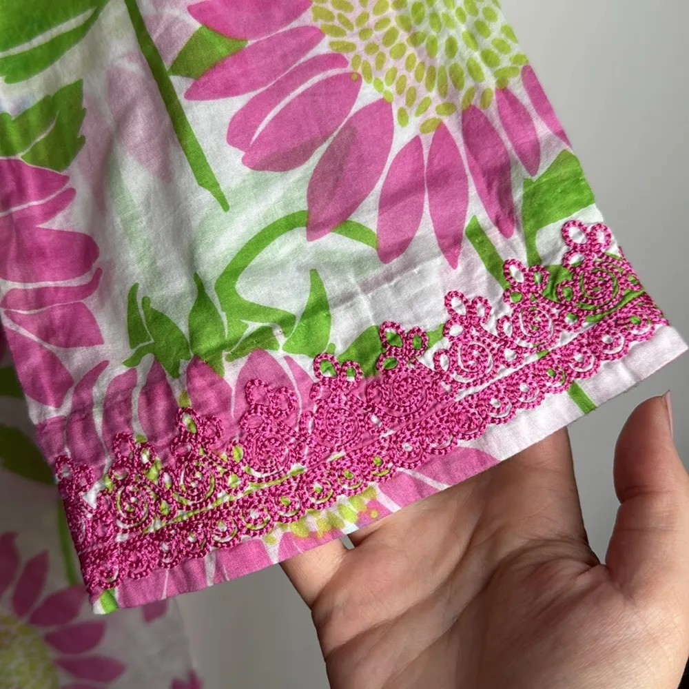 Lilly Pulitzer Women’s Vintage Floral Print Tunic Top Embroidered Cover Up sz XS - Image 5