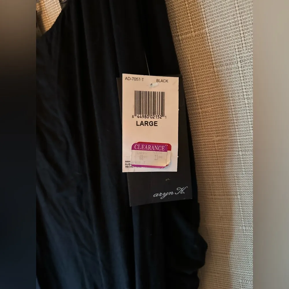 Aryn K Black Jersey Overalls Dress Side Large - Image 3