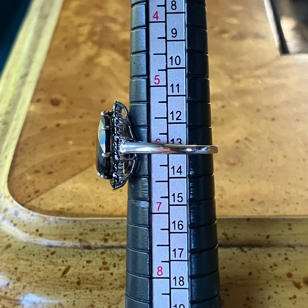 Natural Black Spinel Sterling Silver Ring Size 6 - Image 9